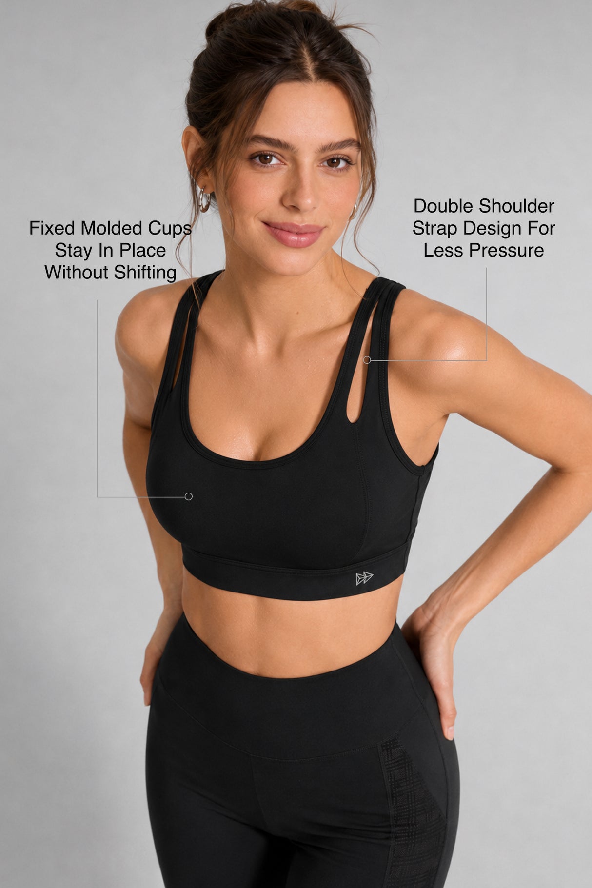Shift™ Double-Strap With Less Pressure Full Coverage Mesh Back Sports Bra | Women's Light Support Sports Bra Best For Yoga, HIIT