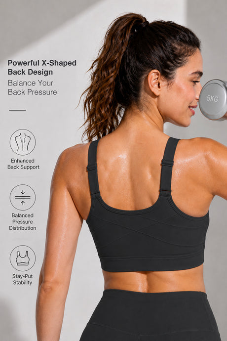 Power Zip Verstellbare Träger Gepolsterter Lauf-BH | Damen Sport-BH mit starkem Halt
