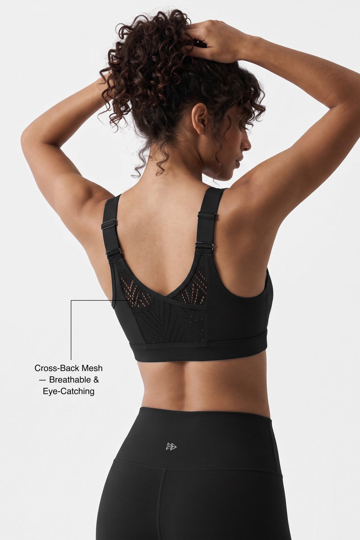 Power™ High-Support Cross-Back Mesh Zip-Front Sports Bra | High-Impact Bounce Control Without Flattening for Running, HIIT & Training
