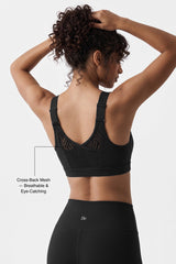 Power™ High-Support Cross-Back Mesh Zip-Front Sports Bra | High-Impact Bounce Control Without Flattening for Running, HIIT & Training