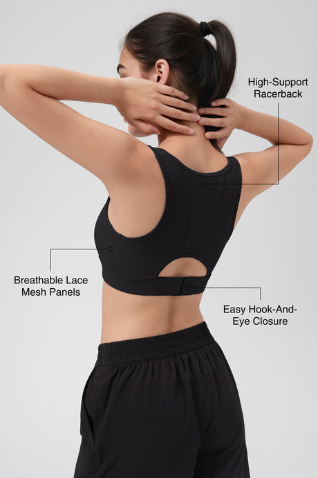 Power™ Racerback Breathable Lace Mesh Bra | Women's High Support Sports Bra