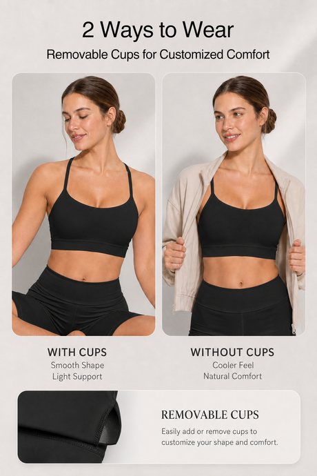 Anywhere™ Scoop Neckline Strappy Padded Yoga Bra | Women's Light Support Sports Bra