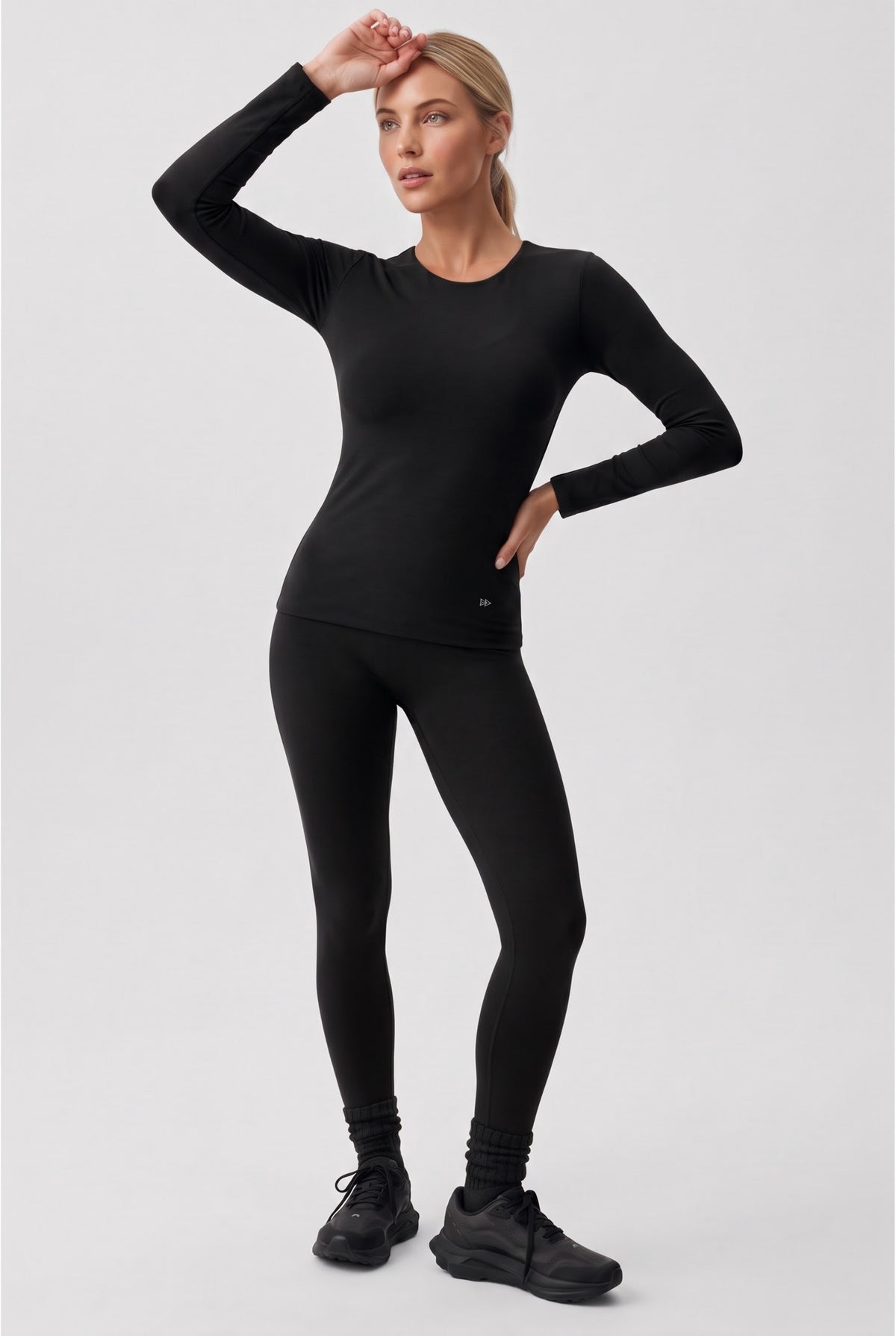 Completo intimo termico Shift super morbido ed elasticizzato in tinta unita | T-shirt a maniche lunghe da donna