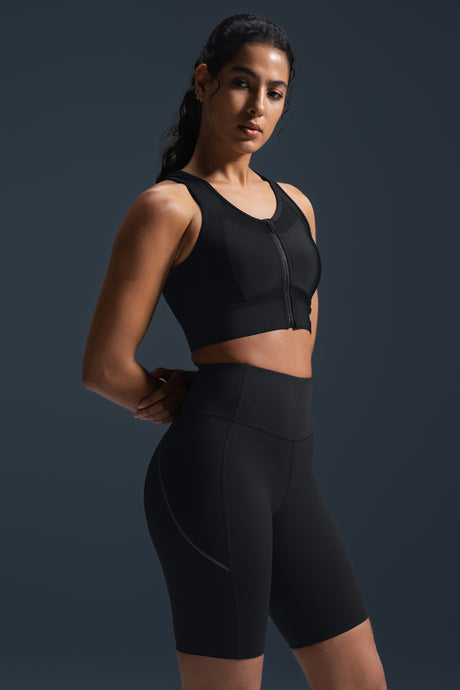 Sculpt™ Zip Front Breathable Racerback High Support Running Bra | Women's High Support Sports Bra