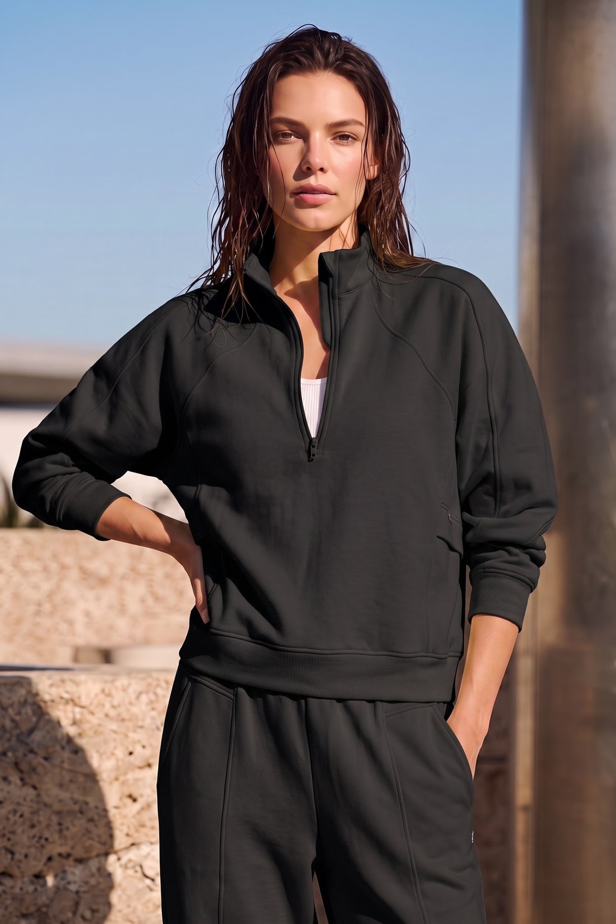 Anywhere™ Half-Zip Mock Neck Pockets Sweatshirt | Women's Sports Sweatshirt