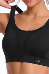 Power™ High-Support Cross-Back Mesh Zip-Front Sports Bra | High-Impact Bounce Control Without Flattening for Running, HIIT & Training