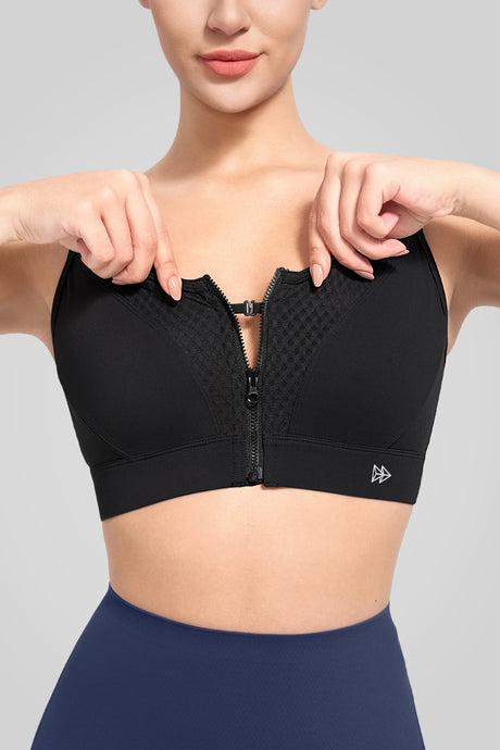 Reggiseno sportivo Power Grid Mesh con cerniera frontale | Reggiseno sportivo ad alto sostegno da donna