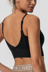 Reggiseno yoga imbottito a coste con scollo a V Echo | Reggiseno sportivo leggero da donna