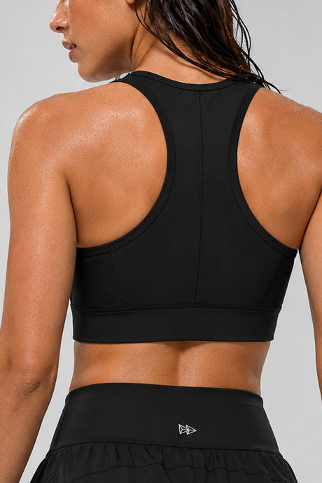Reggiseno da corsa imbottito con zip frontale Enfold Racerback | Reggiseno sportivo ad alto sostegno da donna