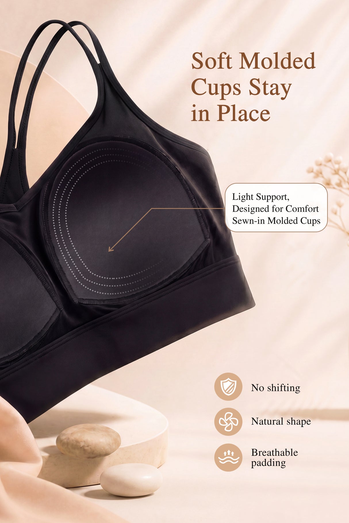 Reggiseno yoga Anywhere con scollo a V e rete a rombi | Reggiseno sportivo leggero da donna