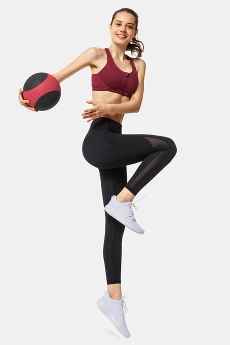 Sculpt Side Pocket Mesh Running Leggings | Women's High Support Leggings