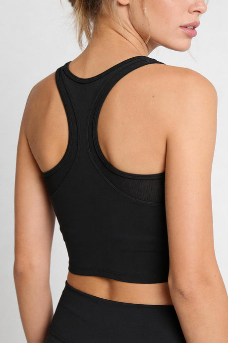 Anywhere™ Full-Coverage Fixed Pads Mesh Longline Yoga Bra | Women's Sports Tank