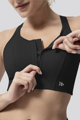 Justerbar sport-bh med Power Zip och framsida | Sport-bh med högt stöd för kvinnor