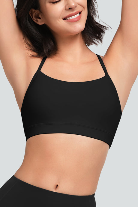 Reggiseno yoga imbottito con scollo a barchetta e spalline sottili Anywhere | Reggiseno sportivo con supporto leggero da donna