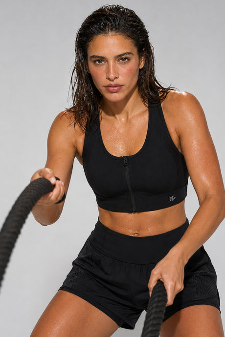 Reggiseno da corsa imbottito con zip frontale Enfold Racerback | Reggiseno sportivo ad alto sostegno da donna