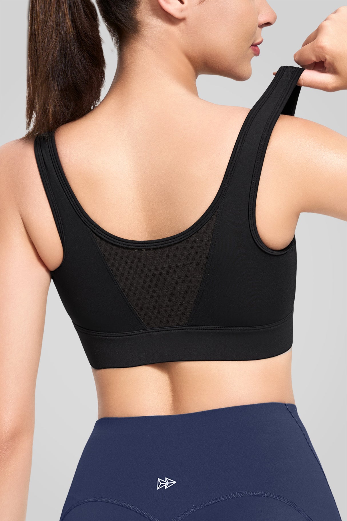 Power™ Grid Mesh Zip Front Sports Bra | Women's High Support Sports Bra