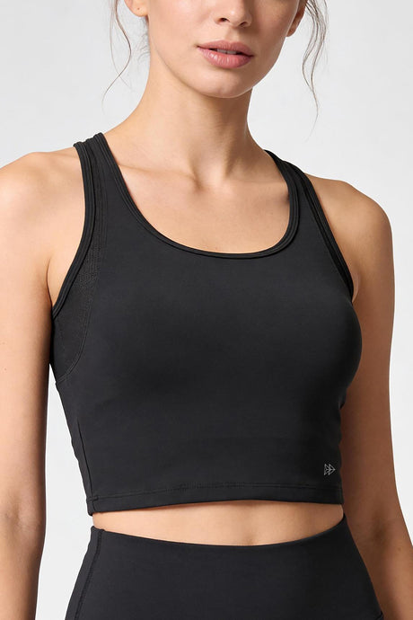 Anywhere™ Full-Coverage Fixed Pads Mesh Longline Yoga Bra | Women's Sports Tank