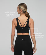 Sujetador de yoga con doble tirante y malla lateral Anywhere | Sujetador deportivo de sujeción ligera para mujer