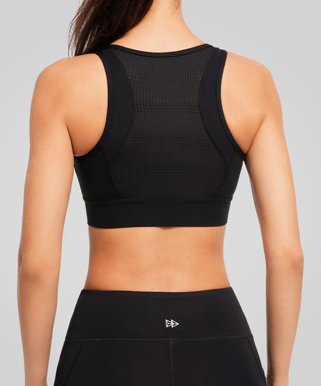 Echo™ Front Zip Perforated Solid Padded Running Bra | Women's High Support Sports Bra - image 12