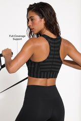 Power™ Zip-Front Mesh Racerback Sports Bra | High Support Best For Running, HIIT & Training