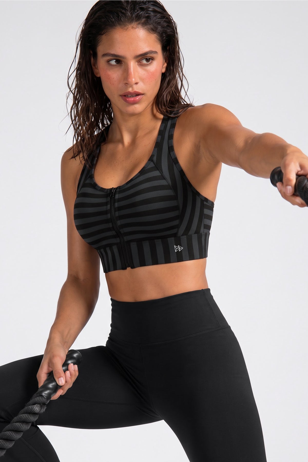 Power™ Zip-Front Mesh Racerback Sports Bra | High Support Best For Running, HIIT & Training