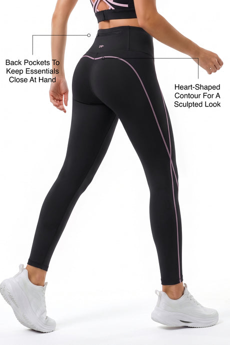 Power™ Contrast Stitch No Front Seam Sports Leggings | Women's High Support Leggings - image 8