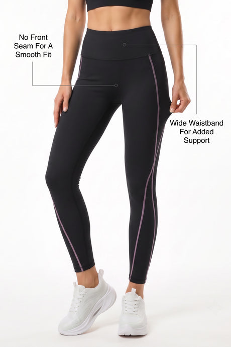 Power™ Contrast Stitch No Front Seam Sports Leggings | Women's High Support Leggings - image 9