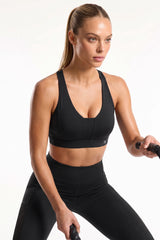 Power™ V-Neck High-Support Racerback Sports Bra | Women's High Support Sports Bra Best For Yoga, HIIT