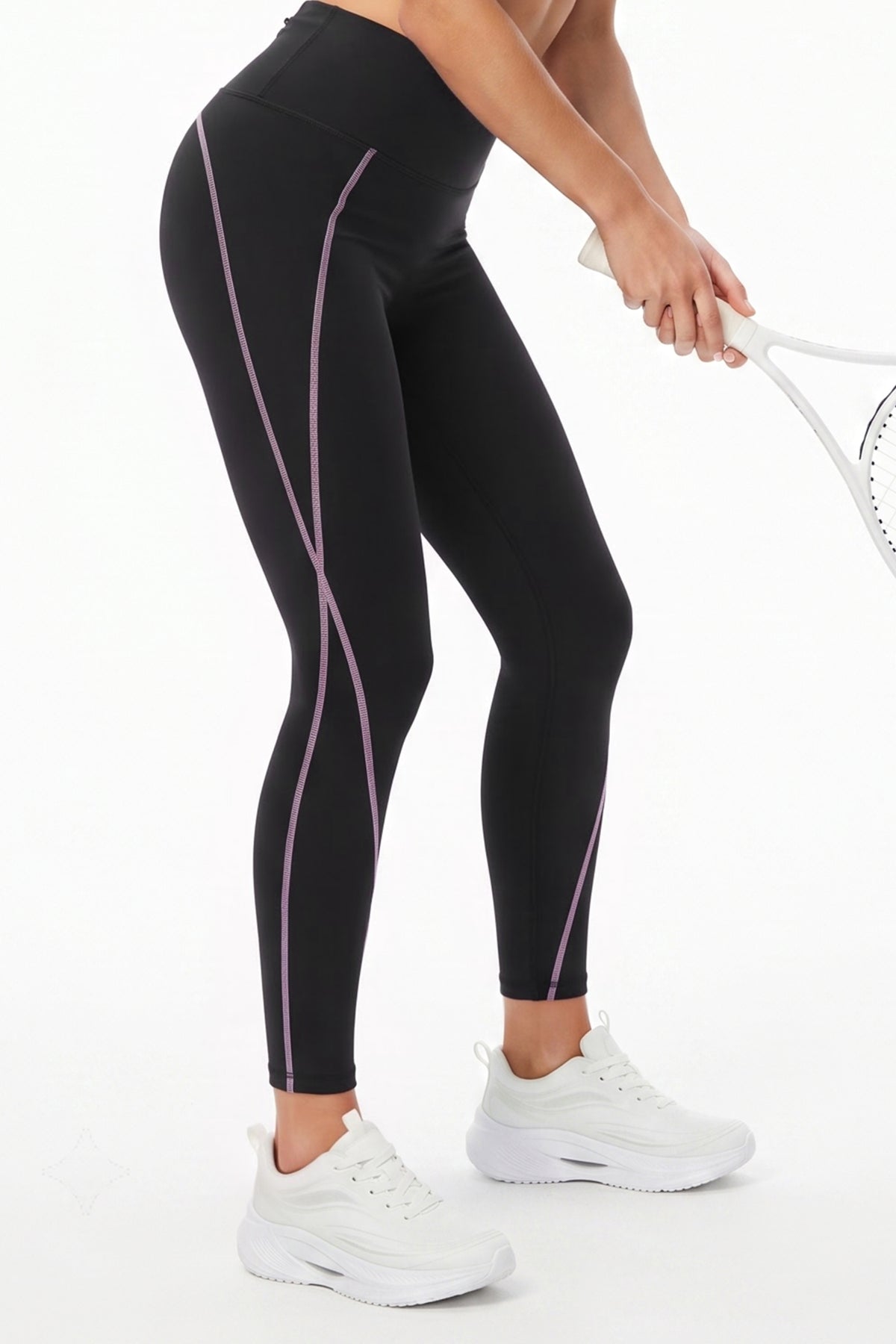 Power™ Contrast Stitch No Front Seam Sports Leggings | Women's High Support Leggings