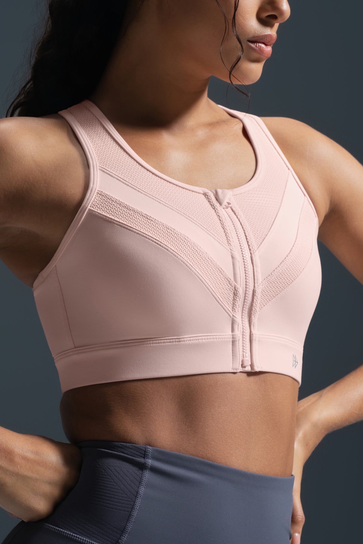 Enfold Zip Mesh Vadderad Löpar-BH | Sport-BH med Högt Stöd för Damer