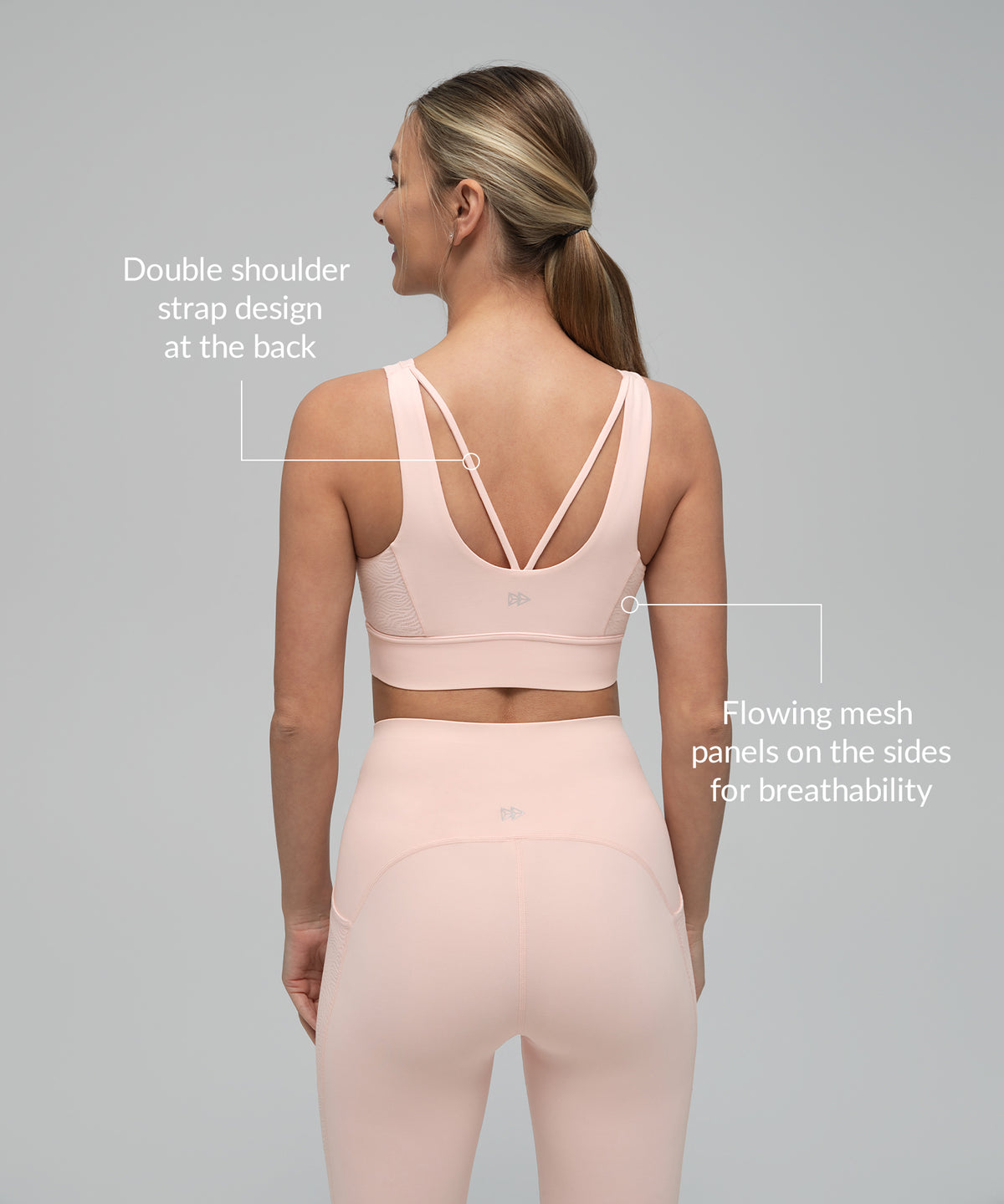 Sujetador de yoga con doble tirante y malla lateral Anywhere | Sujetador deportivo de sujeción ligera para mujer