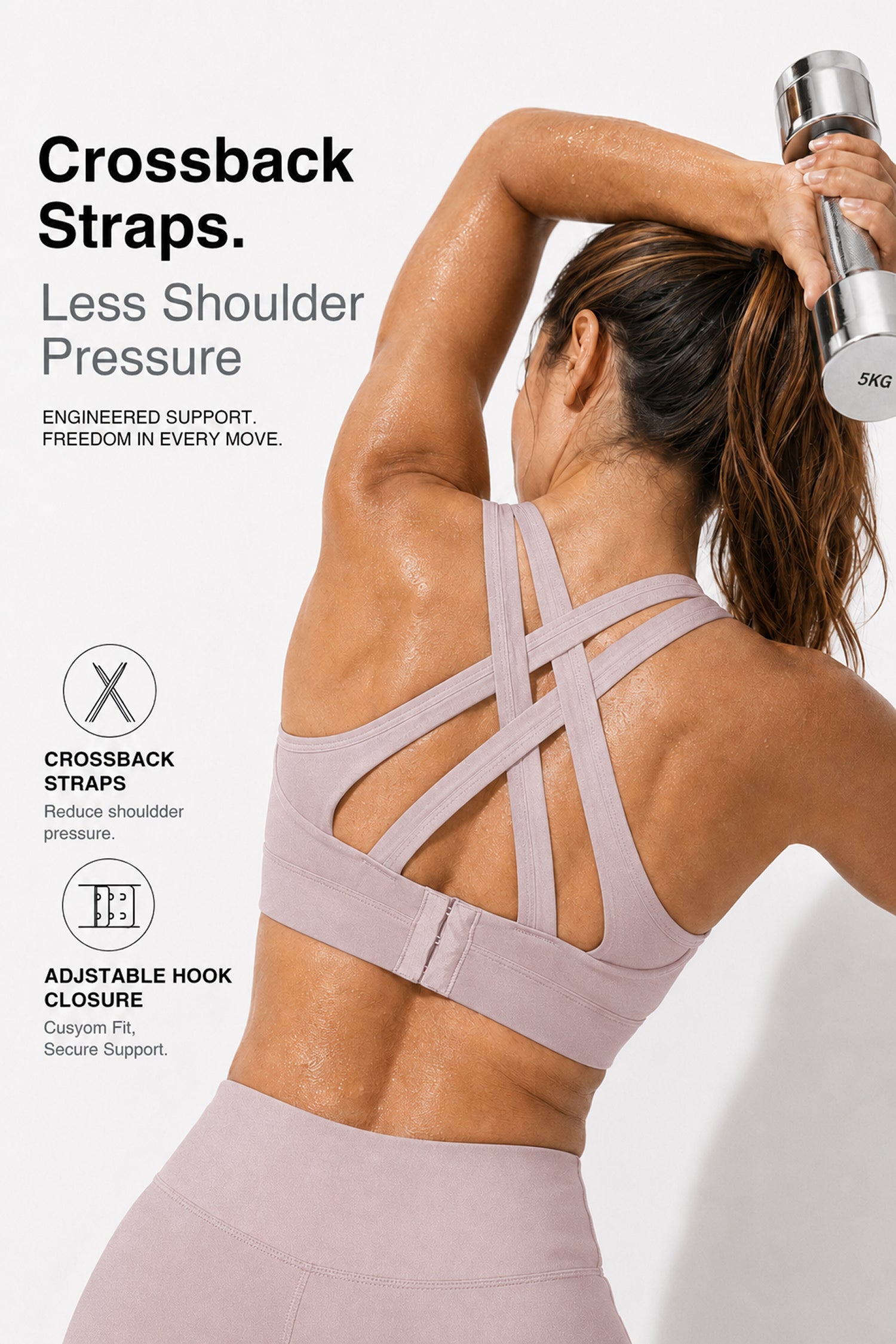Power Cross Back gepolsterter Lauf-BH | Sport-BH mit starkem Halt für Damen
