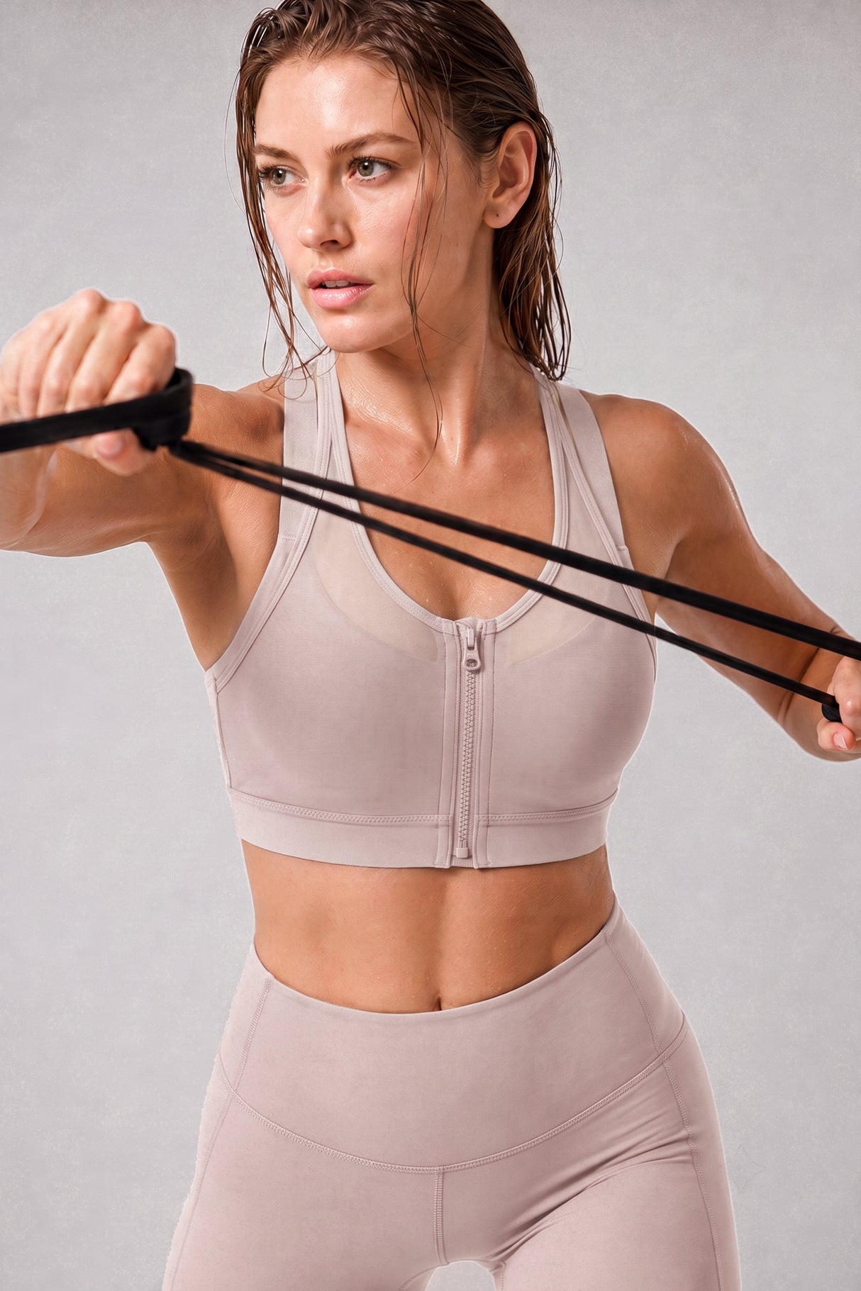 Power™ Zip Front Breathable Full-Coverage Running Bra | Women's High Support Sports Bra
