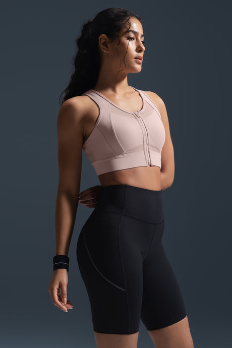 Reggiseno da corsa imbottito Sculpt Zip Mesh Racerback | Reggiseno sportivo ad alto sostegno da donna