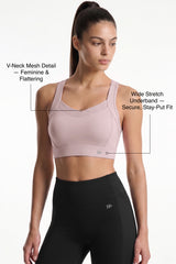 Power™ V-Neck Keyhole Back High Support Sports Bra | High-Impact Bounce Control Without Flattening for Running, HIIT & Training