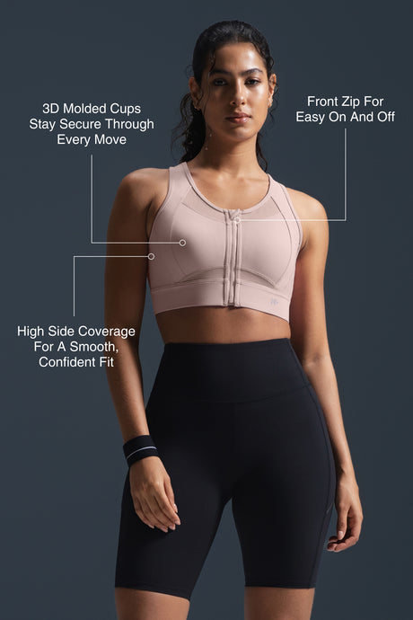 Reggiseno da corsa imbottito Sculpt Zip Mesh Racerback | Reggiseno sportivo ad alto sostegno da donna