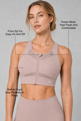 Sculpt™ Zip Front Breathable Racerback High Support Running Bra | Women's High Support Sports Bra