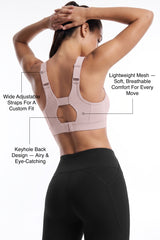 Power™ V-Neck Keyhole Back High Support Sports Bra | High-Impact Bounce Control Without Flattening for Running, HIIT & Training