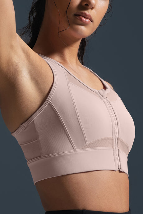 Reggiseno da corsa imbottito Sculpt Zip Mesh Racerback | Reggiseno sportivo ad alto sostegno da donna