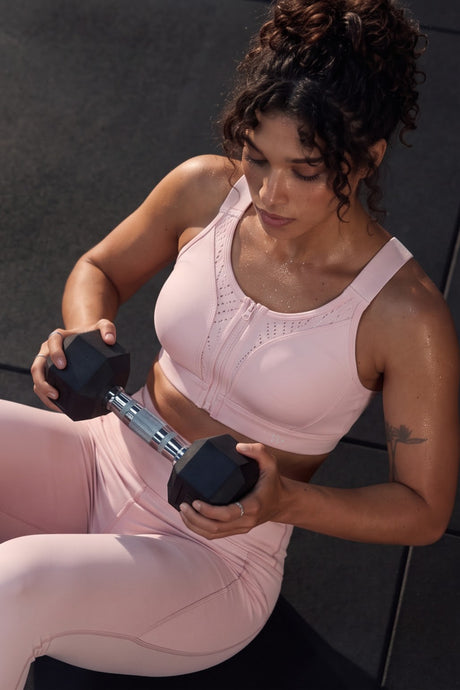 Power™ High-Support Cross-Back Mesh Zip-Front Sports Bra | High-Impact Bounce Control Without Flattening for Running, HIIT & Training