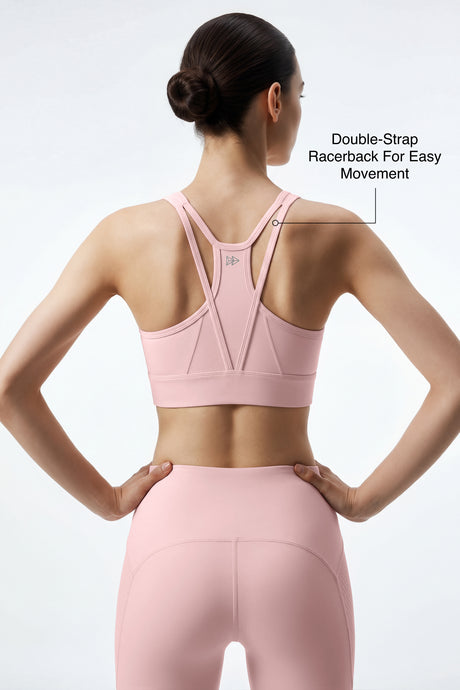Anywhere™ Removable Double-Strap Racerback Breathable Light Support Sports Bra | Women's Light Support Sports Bra Best For Yoga, HIIT