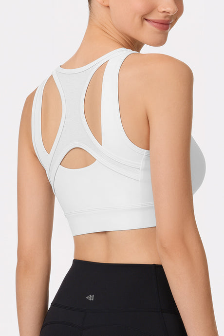 Power™ Front Zip Full Coverage Racerback Mesh Running Bra | Women's High Support Sports Bra