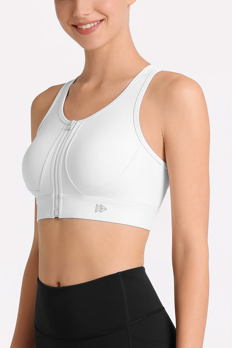 Power™ Front Zip Full Coverage Racerback Mesh Running Bra | Women's High Support Sports Bra