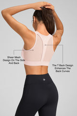 Leichter Power T-Back Mesh-Lauf-BH | Sport-BH mit starkem Halt für Damen