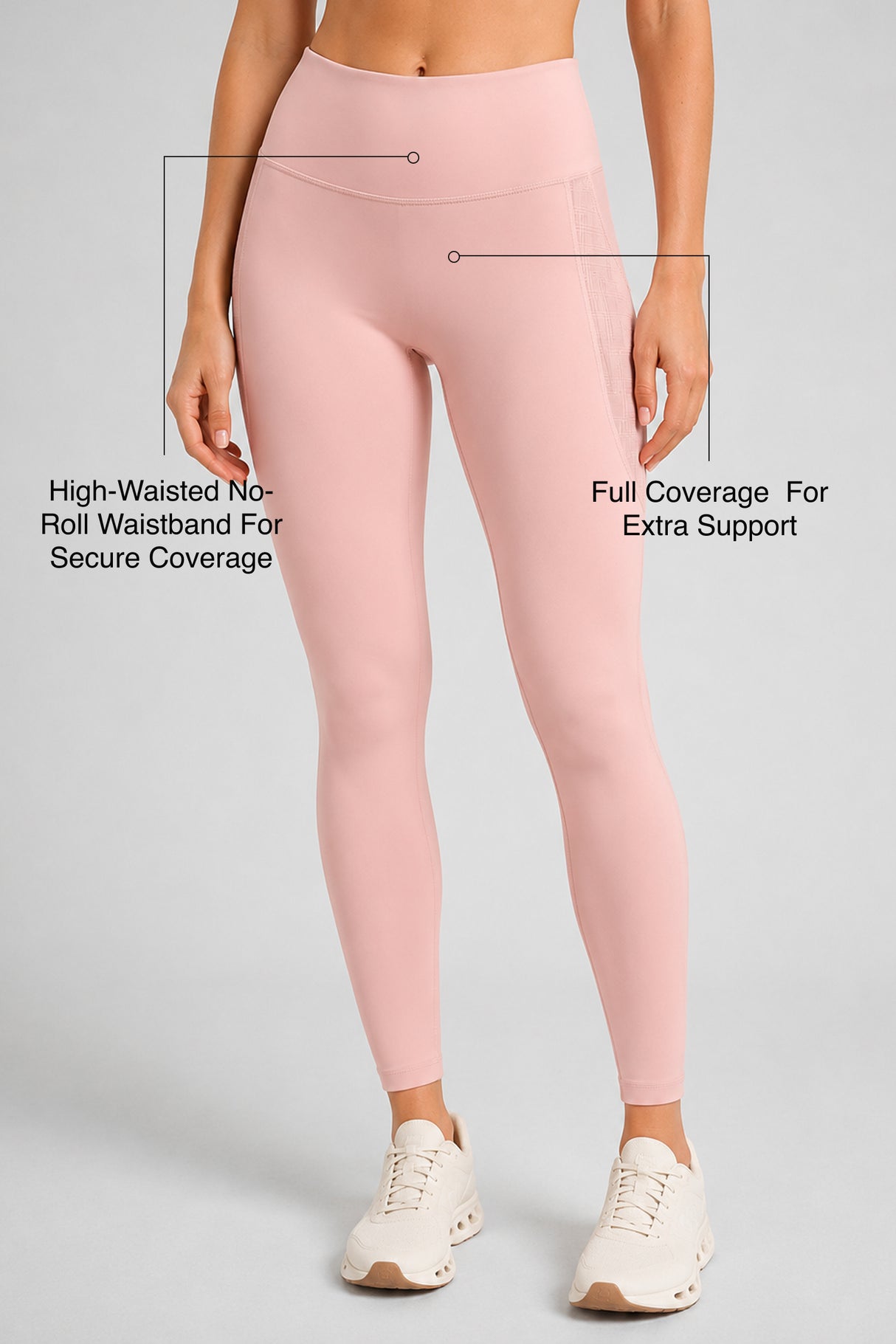 Power™ High Rise No Front Seam Breathable Mesh Running Leggings 25 Inches | Women's High Support Leggings
