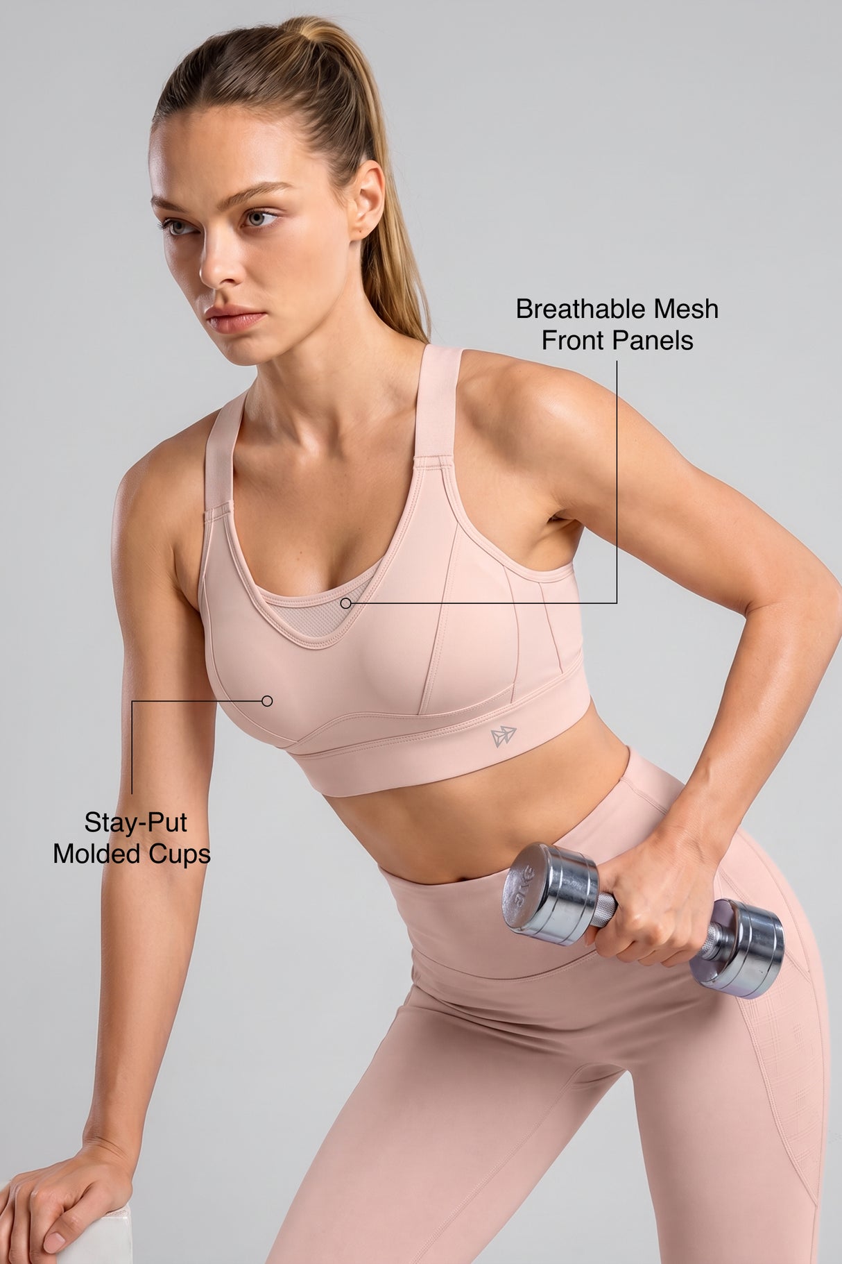 Echo™ Adjustable Straps Breathable Mesh With Sewn-In Pads High Support Sports Bra | Adjustable, bounce-control support for running, HIIT & training