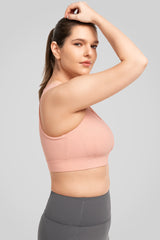 Reggiseno da corsa imbottito con cerniera frontale in rete Jacquard Echo | Reggiseno sportivo ad alto sostegno da donna