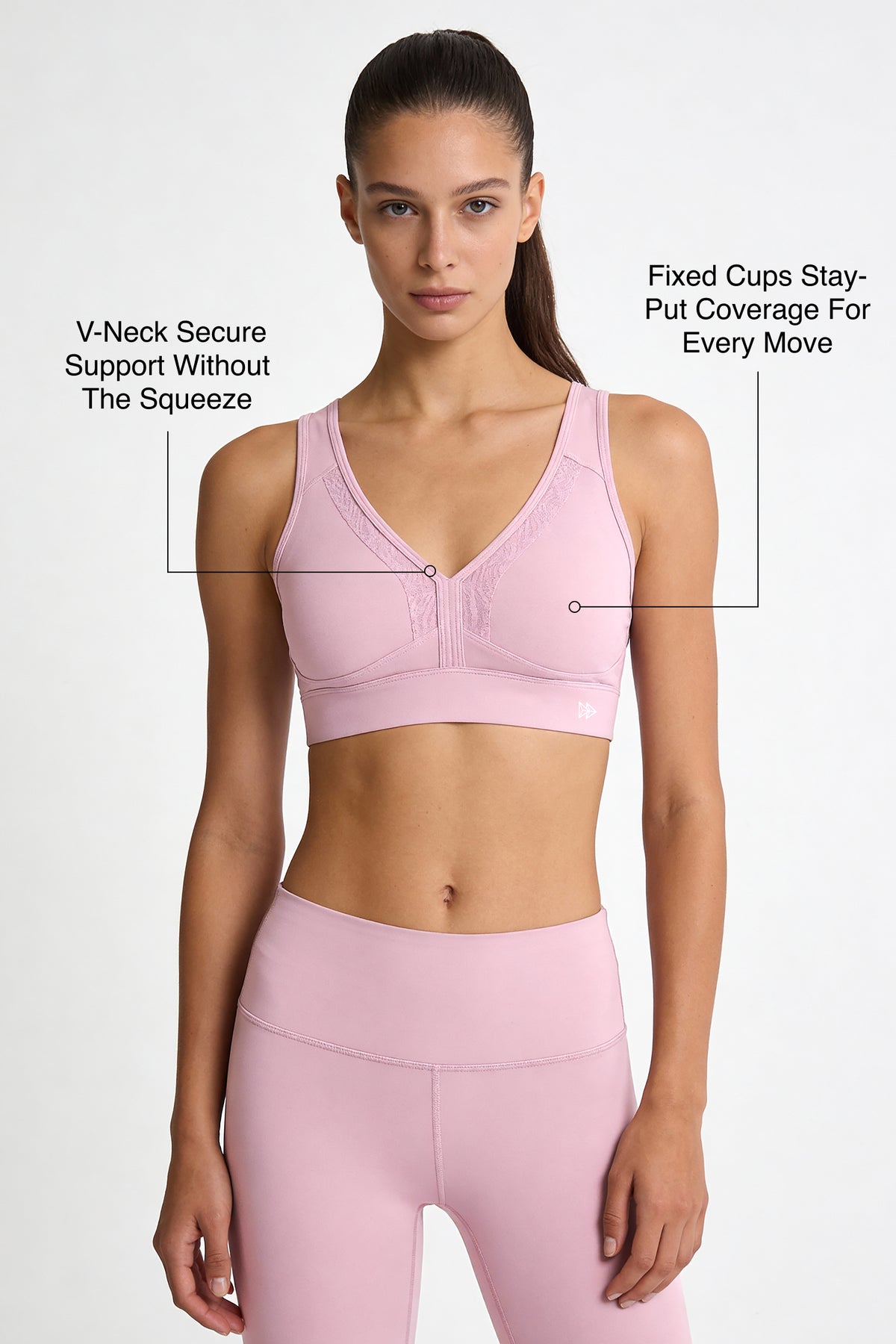 Power™ V Neck Breathable Mesh Hook Sports Bra | High-Impact Bounce Control Without Flattening for Running, HIIT & Training