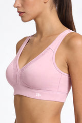 Power™ V Neck Breathable Mesh Hook Sports Bra | High-Impact Bounce Control Without Flattening for Running, HIIT & Training
