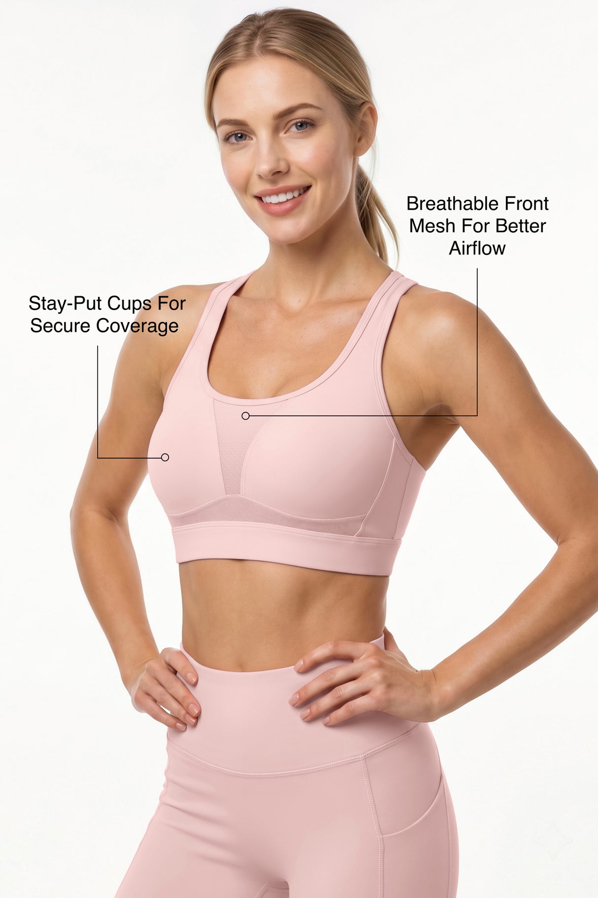 Power™ Adjustable Crisscross Straps With Mesh Sports Bra | High Support  for Running, HIIT & Training